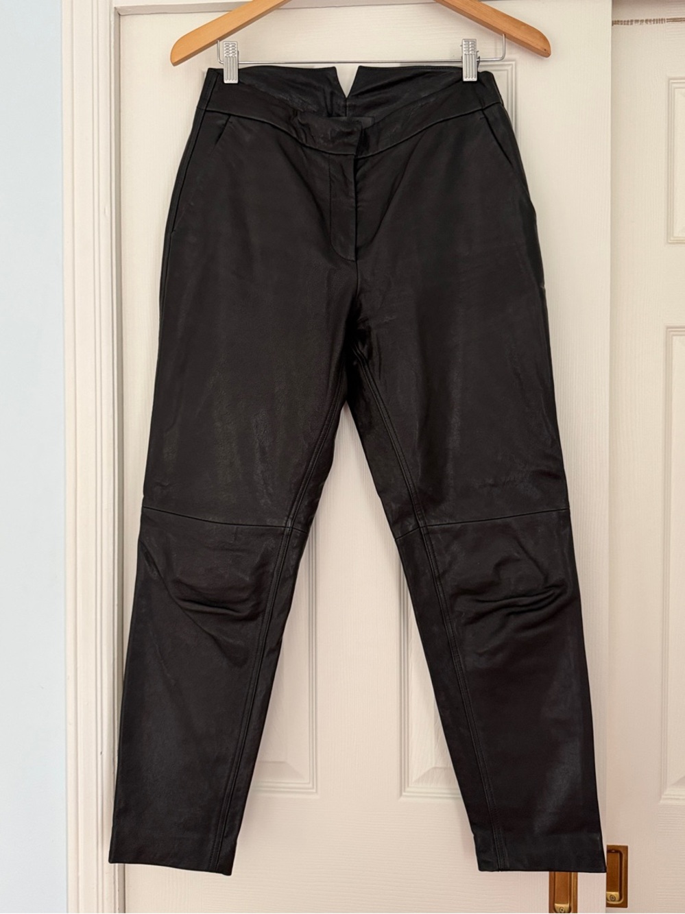 rag & bone Black Leather Tapered Pants